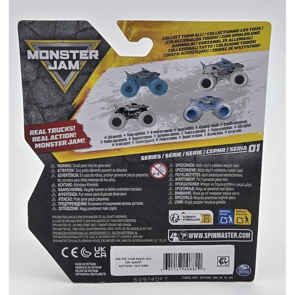 Spin Master Monster Jam Megalodon 2025 Series 1 Blue White Wheels Truck New - Picture 6 of 8